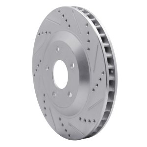 Cadillac XLR Brake Rotor (1) - Left Front - R1 Concepts - Drilled & Slotted - Silver - `97-`09